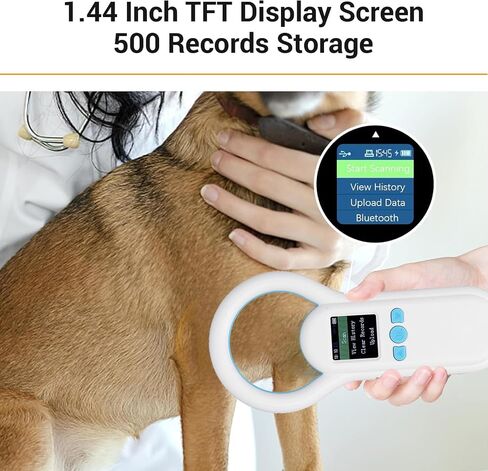 S20 Pet Microchip Scanner 134.2 كيلو هرتز قارئ معرف الحيوان المحمول مع شاشة TFT 1.44 بوصة، وتخزين 500 سجل، ISO 11784/11785 FDX - B متوافق مع الأطباء البيطريين والملاجئ & in Kuwait