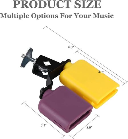 Jam Block Plastic Cow Bell Double Sambago Bell Latin Percussion Instrument | Jam Block Musical Percussion Instrument for Band Practice Festival Performance in Kuwait