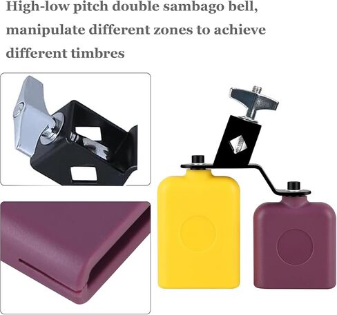 Jam Block Plastic Cow Bell Double Sambago Bell Latin Percussion Instrument | Jam Block Musical Percussion Instrument for Band Practice Festival Performance in Kuwait