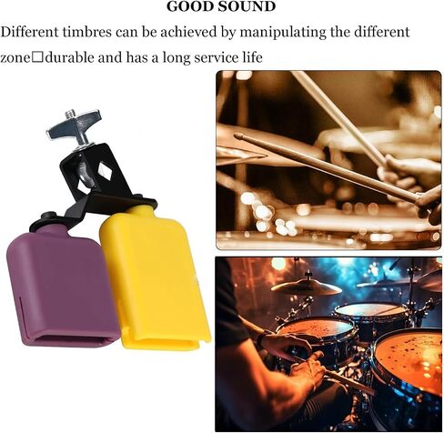 Jam Block Plastic Cow Bell Double Sambago Bell Latin Percussion Instrument | Jam Block Musical Percussion Instrument for Band Practice Festival Performance in Kuwait