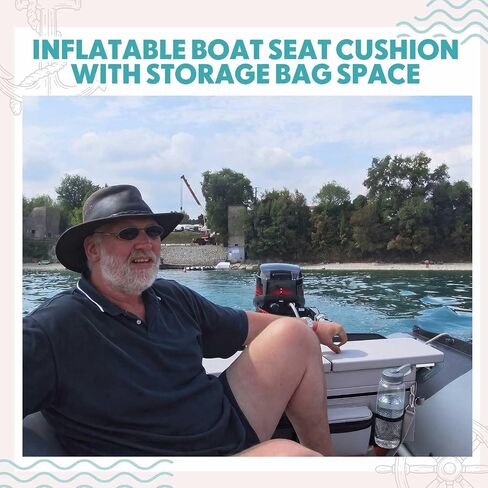 Dansydaisy 2 Pack 35 x 14 Inch Dinghy Boat Seat Cushion and Underseat Storage Bag with Pockets and 33.46 x 7.87 Inch Aluminum Bench Seat, Grey Thick Sponge Bench Cushion, PVC Rails Not Included in Saudi Arabia