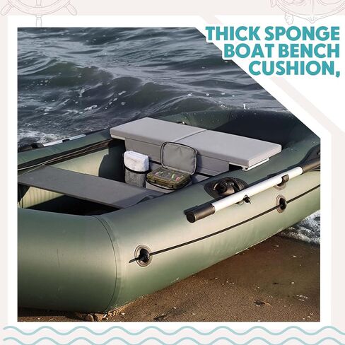Dansydaisy 2 Pack 35 x 14 Inch Dinghy Boat Seat Cushion and Underseat Storage Bag with Pockets and 33.46 x 7.87 Inch Aluminum Bench Seat, Grey Thick Sponge Bench Cushion, PVC Rails Not Included in Saudi Arabia