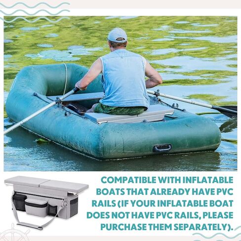 Dansydaisy 2 Pack 35 x 14 Inch Dinghy Boat Seat Cushion and Underseat Storage Bag with Pockets and 33.46 x 7.87 Inch Aluminum Bench Seat, Grey Thick Sponge Bench Cushion, PVC Rails Not Included in Saudi Arabia