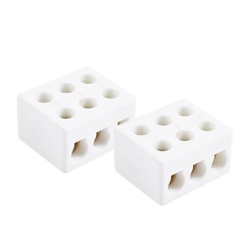 2Pcs 3 Way 6 Hole 5.5mm 20A 380V Ceramics Terminal Blocks 3W6H High Temperature Resistance Porcelain Ceramic Connectors 36x30x20mm for Electrical Wire Cable in Kuwait