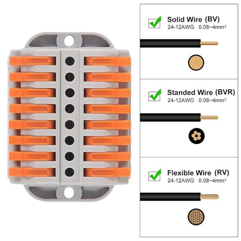 4pcs Compact Lever Wire Connector Wire Connectors 8 Into 8 Out Splicing Wire Connector Electrical Connectors for Circuit Inline 28-12 AWG in Saudi Arabia