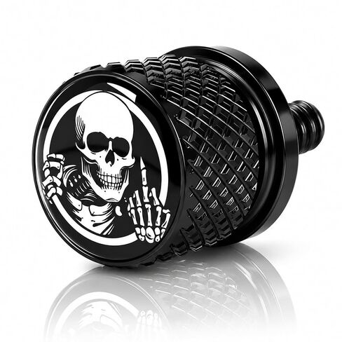 Stainless Knurled Fender Seat Bolts Screw and Nut Kit 1/4"-20, Motorcycle Seat Bolt Compatible with Harley Davidson Touring Sportster Softail Dyna CVO Fatbob Street Glide 1996-2025(Skull, Black) in Saudi Arabia