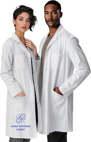 LuluLab Medical Lab Coat for Men and Women, 40 Inch Relaxed Fit, 3 Pockets, Doctor Nurse Scientist Coat Technician Pharmacist in Kuwait