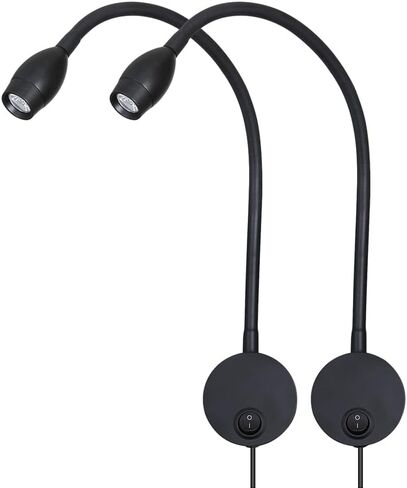 مصباح قراءة LED 3 وات أبيض دافئ 3000 ك لقراءة الكتب سلك توصيل أسود 2 قطعة in Kuwait