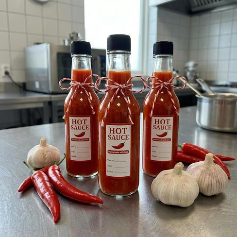 15 Set 5 oz Hot Sauce Bottles Gift Set, Clear Glass Woozy Bottles with Leak Proof Screw Caps and Labels, Reusable for Homemade Hot Sauce, Oils, DIY Crafts in Kuwait