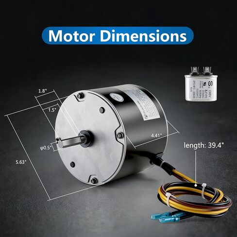 استبدال محرك مروحة المكثف للناقل 5KCP39BGS069S Genteq 3S001، 1/10 HP 1100 دورة في الدقيقة استبدال محرك مروحة المكثف لـ Fasco G3907 GE3907 Dayton 6DLL0 Genteq Bryant Payne Dayton AC/مكيف الهواء in Kuwait