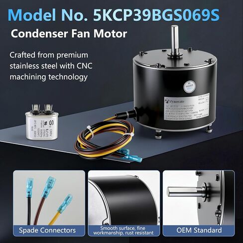 استبدال محرك مروحة المكثف للناقل 5KCP39BGS069S Genteq 3S001، 1/10 HP 1100 دورة في الدقيقة استبدال محرك مروحة المكثف لـ Fasco G3907 GE3907 Dayton 6DLL0 Genteq Bryant Payne Dayton AC/مكيف الهواء in Kuwait