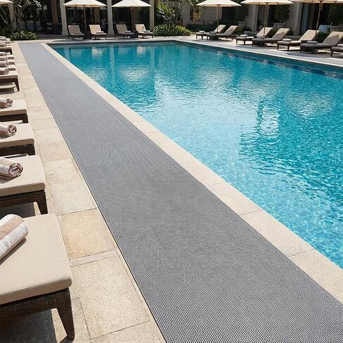 سميكة PVC الصرف الكلمة حصيرة 3x10FT، الحصير الأرضيات عدم الانزلاق حمام سباحة حمام حصيرة مكافحة التعب الثقيلة الحصير الكلمة التجارية للشرفة في الهواء الطلق المرآب مطعم ساونا سبا، رمادي in Kuwait