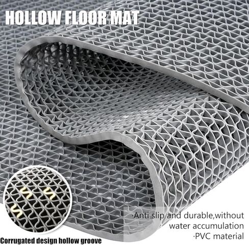 سميكة PVC الصرف الكلمة حصيرة 3x10FT، الحصير الأرضيات عدم الانزلاق حمام سباحة حمام حصيرة مكافحة التعب الثقيلة الحصير الكلمة التجارية للشرفة في الهواء الطلق المرآب مطعم ساونا سبا، رمادي in Kuwait