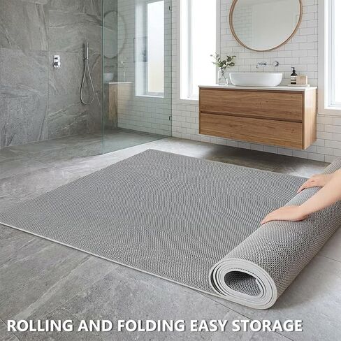 سميكة PVC الصرف الكلمة حصيرة 3x10FT، الحصير الأرضيات عدم الانزلاق حمام سباحة حمام حصيرة مكافحة التعب الثقيلة الحصير الكلمة التجارية للشرفة في الهواء الطلق المرآب مطعم ساونا سبا، رمادي in Kuwait