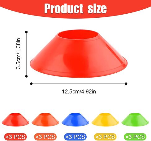 15pcs Soccer Cones for Training, Mini Football Cones Flexible Agility Cones Training Cones for Basketball Football Practice Equipment Running Sports Games s Skating (5 Colors) in Kuwait