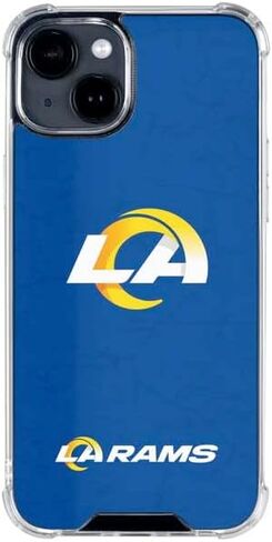 Skinit Clear Phone Case Compatible with iPhone 14 Plus - Officially Licensed NFL Los Angeles Rams Distressed Design in Kuwait