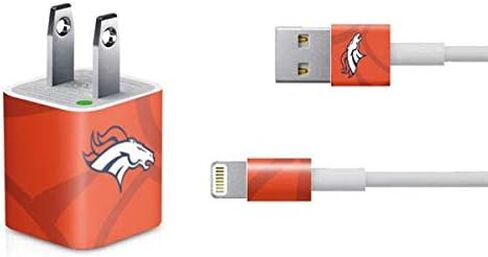 ملصق Skinit غلاف آخر متوافق مع شاحن iPhone (5W USB) - تصميم شعار كبير مرخص رسميًا من NFL Denver Broncos in Kuwait