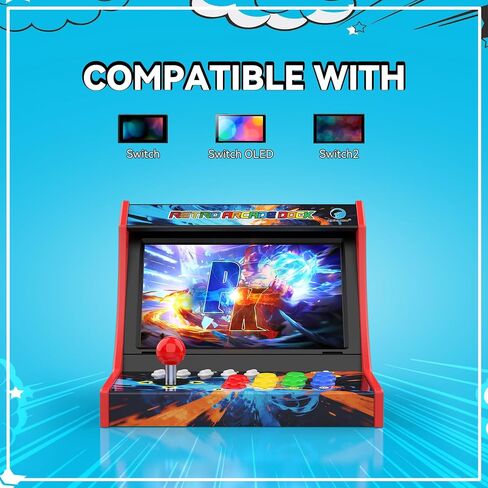 Retro Arcade Stick for Switch 2/OLED/Switch,Mini Arcade Machine Cabinet with 12 Game Card Slots & SD Card,Support Turbo (Black) in Saudi Arabia