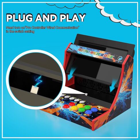 Retro Arcade Stick for Switch 2/OLED/Switch,Mini Arcade Machine Cabinet with 12 Game Card Slots & SD Card,Support Turbo (Black) in Saudi Arabia