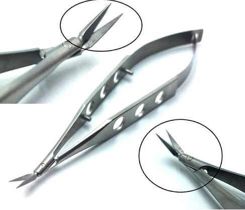 Vannas Micro Small Blade Stitch Scissors Angled Forward, 4'', Fenestrated in Kuwait
