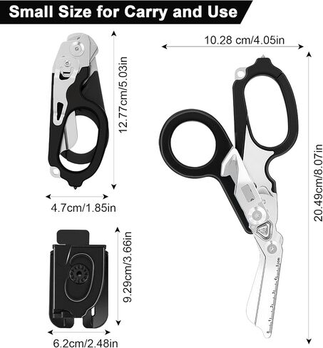 6 In 1 Multi-function Trauma Shears With Holster, Stainless Steel Foldable Emergency Response Shears, Outdoor Camping Medical Scissors Tools, Sheath With EMT Trauma Scissors (Black) in Kuwait