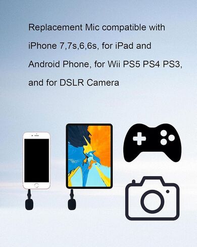 3.5mm Mini 4-Pole Omnidirectional Microphone for iPhone 7 7s 6 6s for iPad and Android Phone for Wii PS5 PS4 PS3, 180°Flexible Condenser Microphone Noise Cancelling Small Mic Plug and Play in Kuwait