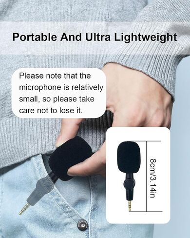 3.5mm Mini 4-Pole Omnidirectional Microphone for iPhone 7 7s 6 6s for iPad and Android Phone for Wii PS5 PS4 PS3, 180°Flexible Condenser Microphone Noise Cancelling Small Mic Plug and Play in Kuwait