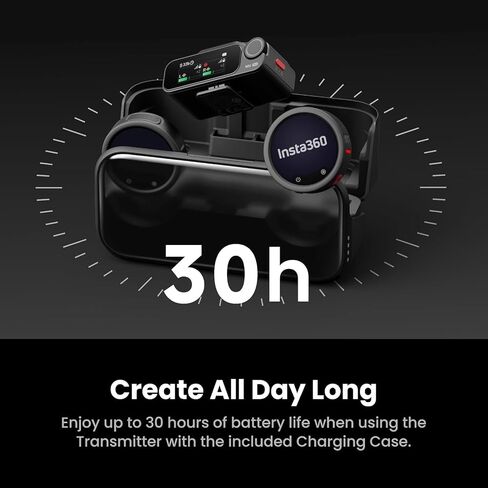 Insta360 Mic Pro (2 TX + 1 RX + حافظة شحن)، ميكروفون لاسلكي صغير الحجم لأجهزة iPhone/الكاميرا/Android، خفيف للغاية، تسجيل فيديو، بلوتوث، شاشة حبر إلكتروني قابلة للتخصيص، مجموعة 3 ميكروفونات، استخدام لمدة 30 ساعة in Kuwait