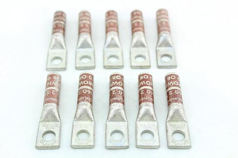 BURNDY YA2C #2 Awg Lug، N60، فتحة واحدة، برميل طويل، مسمار 5/16 بوصة، بني، NoPeep (حزمة 10) in Kuwait