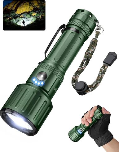 Yemao Super Bright Rechargeable Flashlight 5000 High Lumens,Led Handheld Flashlights with 6 Modes Memory,High Powered Tactical Flashlight,Waterproof for Home Mergency and Ourdoor Uses in Saudi Arabia