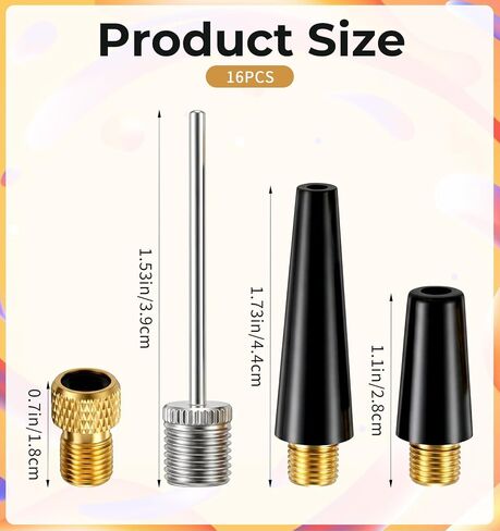 Ball Inflator Needles, 16 PCS Air Needle for Balls Kit with Pump Needles and Inflation Needles, Steel Bike Tire Adapters for Quick Inflation, Universal Fit for Balloons, Bike Tires, Sports Balls in Kuwait