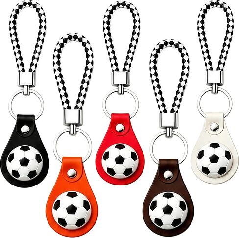5 Pack Soccer Keychains, 3D Soccer Ball Key Rings with Braided Straps, Backpack & Bag Charms, Soccer Gifts for Teams, Coaches, Kids, Party Favors for Game Day & Tailgating in Kuwait