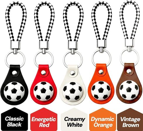 5 Pack Soccer Keychains, 3D Soccer Ball Key Rings with Braided Straps, Backpack & Bag Charms, Soccer Gifts for Teams, Coaches, Kids, Party Favors for Game Day & Tailgating in Kuwait