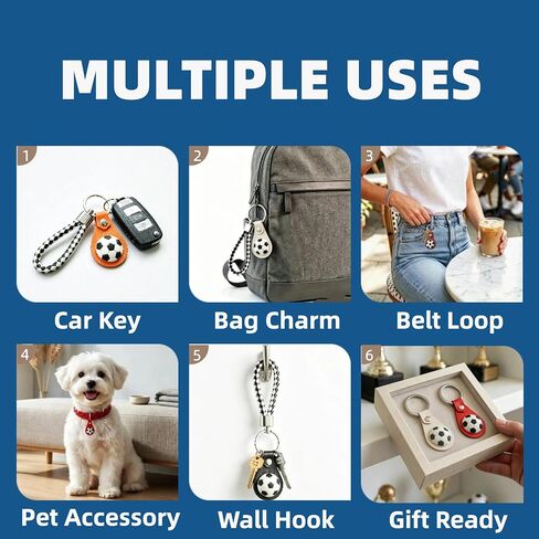 5 Pack Soccer Keychains, 3D Soccer Ball Key Rings with Braided Straps, Backpack & Bag Charms, Soccer Gifts for Teams, Coaches, Kids, Party Favors for Game Day & Tailgating in Kuwait