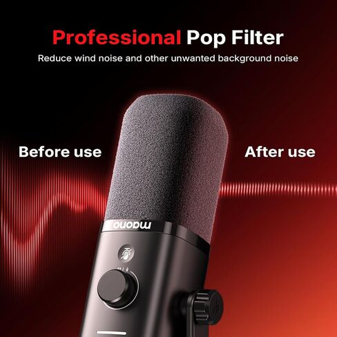 واقي رياح للميكروفون من MAONO لغطاء ميكروفون إسفنجي متجمع عالي الكثافة PD100W، إسفنج متجمع ناعم لتقليل الضوضاء وحماية الميكروفون، قابل لإعادة الاستخدام وسهل التنظيف، رمادي داكن in Kuwait