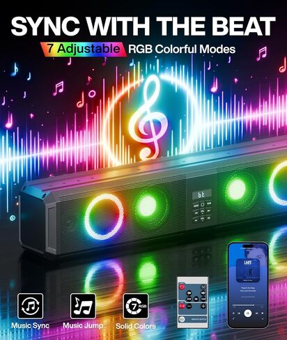 شريط صوت عربة الجولف 26 بوصة، مكبر صوت عربة الجولف بلوتوث مع إضاءة LED RGB، مكبر صوت UTV ATV 4X مكبرات صوت مزامنة الموسيقى IP66 مقاومة للماء، نظام ستيريو مكبر صوت لعربة الجولف لنادي السيارات EZGO YAMAHA UTV in Kuwait