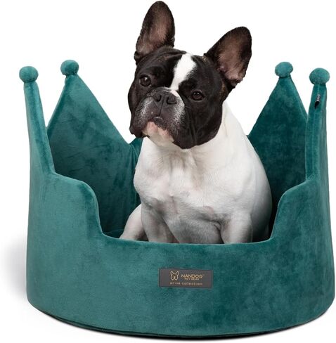 NANDOG Pet Gear Crown Cozy Round Dog and Cat Bed Collection Washable Indoor Pet Bed for Small Breeds -Soft Bed Fits in Crate or Kennel - Made of Ultra Soft Micro-Plush Material (Royal Ivory Prive 18") in Saudi Arabia