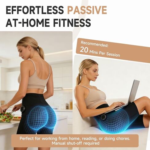 شورت Glute Toning للنساء - ملابس تمارين رفع الورك اللاسلكية مع 8 أوضاع و30 مستوى - معدات تشكيل المؤخرة النابضة، أسود in Kuwait