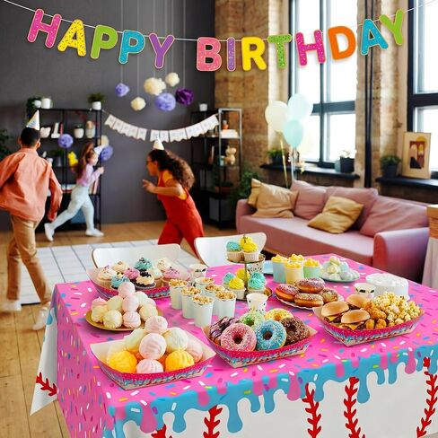 LemonRoad 100 Pcs Baseball Drip Ice Cream Party Supplies Trays, Disposable Snack Paper Boat Food Plate for Nacho Fries Candy, Birthday, Summer Picnic, Baseball Drip Ice Cream Sports Party Supplies in Kuwait