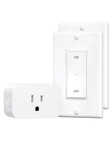DEWENWILS Remote Control Outlet Wireless Wall Mounted Light Switch, Electrical Plug in On Off Power Switch for Lamp, Fan, Household Appliance, No Wiring, 100 Feet RF Range, ETL Listed, Programmable in Saudi Arabia