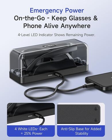 Magnetic Charging Case Compatible with Ray-Ban Meta Gen 1 & Gen 2 (Wayfarer, Headliner, Skyler Blayzer Scriber & Oakley Meta (HSTN) – 3000mAh Replacement Portable Power Bank Accessories for Travel in Kuwait