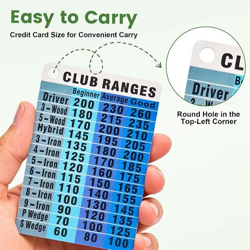 Golf Club Range Chart Card – Large Font Golf Distance Card for All Clubs, Waterproof Pocket Yardage Guide, Golf Accessories for Men & Women, Fits Wallet & Golf Bag in Kuwait