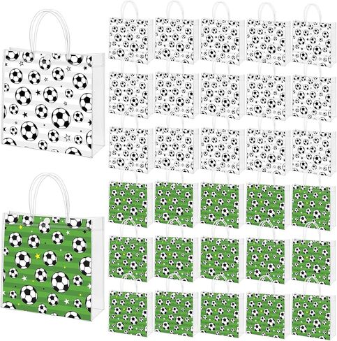 MIMIND 30 قطعة كرة قدم واضحة أكياس هدايا PVC مع مقابض 8 × 8 × 3.15 بوصة لكرة القدم موضوع Goodie Bags Sportsered Treat For Treat For Sport in Kuwait