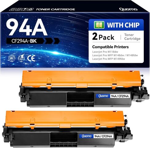 94A Black Toner Cartridge 2-Pack with Chip Replacement for HP 94A CF294A 94X CF294X Toner Compatible for HP Laserjet pro M118dw MFP M148dw M148fdw M149fdw Laser Jet M148 M118 M149 Series Printers Ink in Saudi Arabia