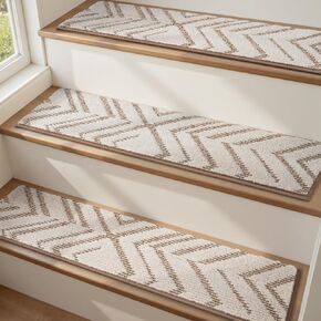 PADOOR Stair Treads Non Slip 15 PCS, 3D Peel and Stick Stair Treads for Wooden Steps Indoor, Residue-Free Adhesive Stair Runner for Kids, Elders & Pets, Washable Carpet for Stairs,8"x30",Brown in Kuwait