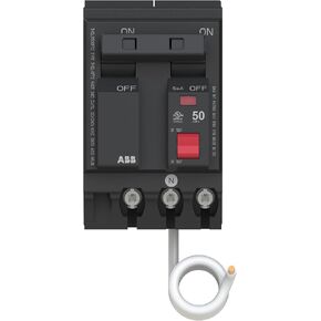 ABB Q-Line® THQL2150GFT2 Ground Fault Circuit Breaker • 50 Amp Double-Pole Breaker • GFCI Protection • 120/240 VAC • 10 kAIC Interrupt Rating • Plug-On Pigtail Breaker for Load Centers in Kuwait