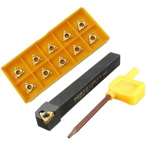 10Pcs 11ER AG60 Threading Insert and SER1010H11 10mm Lathe CNC Cutting Tool Holder Set, Cemented Carbide, Right Hand, for Thread Turning in Kuwait