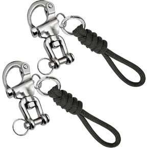 316 Stainless Steel Quick Release Shackle with Lanyard, 2 Pack Marine Grade Swivel Snap Hook for Sailing Halyard, Boat Ropes, Cargo Tie Down, Tents, Outdoor Use in Kuwait