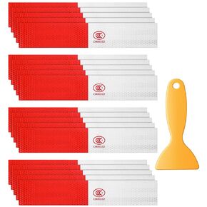 20 Pcs DOT-C2 Reflective Tape, Reflective Stickers 2" x 12" x 20 Pack 1 Pcs Scraper Red/White Adhesive for Trucks/Trailers/Bikes/Construction/Police/Outdoor Warning Signs in Kuwait