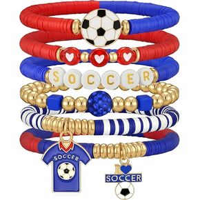 JoanofArc 2026 World Cup Soccer Bracelets - 6 Pack Stretch Beaded Fan Bracelets for Team Spirit, Stackable Sports Wristband Gifts for USA Mexico Canada Argentina Brazil Fans Women Men in Kuwait